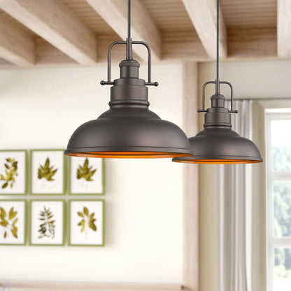 1-flammige Industrie-Pendelleuchte im Landhausstil aus Metall mit Kuppel, Finish in geölter Bronze