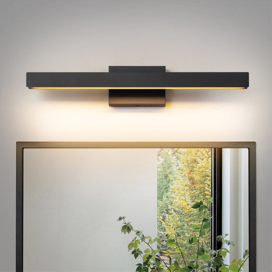 Moderne, lineare, schwarze Badezimmer-Waschtischleuchte mit 1 Licht, Farbwechsel, dimmbar, drehbar, integrierte LED-Wandleuchte
