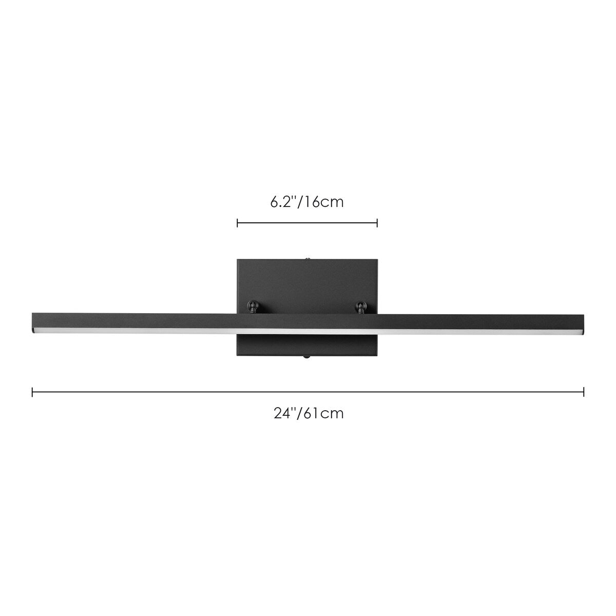 Moderne, lineare, schwarze Badezimmer-Waschtischleuchte mit 1 Licht, Farbwechsel, dimmbar, drehbar, integrierte LED-Wandleuchte