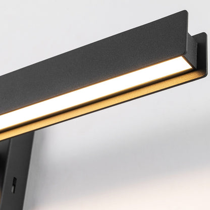 Moderne, lineare, schwarze Badezimmer-Waschtischleuchte mit 1 Licht, Farbwechsel, dimmbar, drehbar, integrierte LED-Wandleuchte