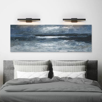 Moderne, lineare, schwarze Badezimmer-Waschtischleuchte mit 1 Licht, Farbwechsel, dimmbar, drehbar, integrierte LED-Wandleuchte