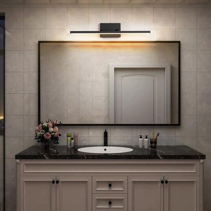 Moderne, lineare, schwarze Badezimmer-Waschtischleuchte mit 1 Licht, Farbwechsel, dimmbar, drehbar, integrierte LED-Wandleuchte
