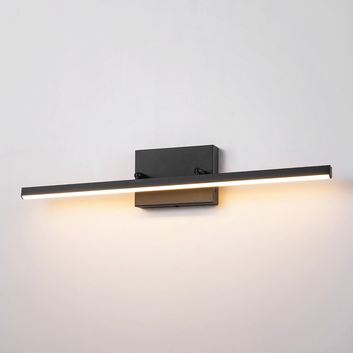 Moderne, lineare, schwarze Badezimmer-Waschtischleuchte mit 1 Licht, Farbwechsel, dimmbar, drehbar, integrierte LED-Wandleuchte