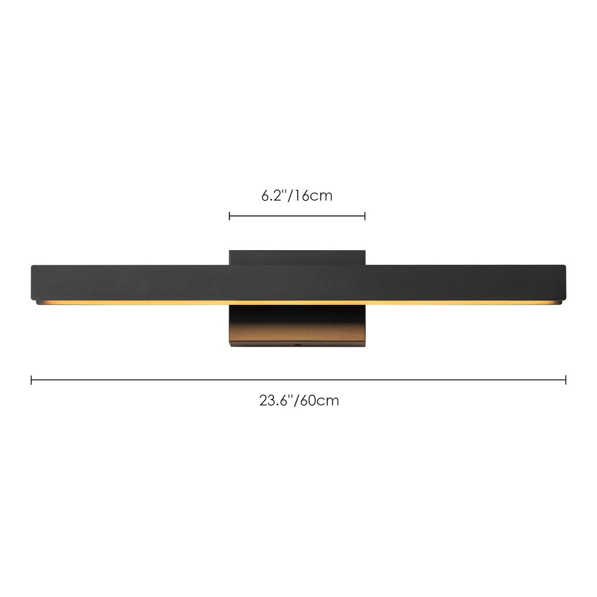 Moderne, lineare, schwarze Badezimmer-Waschtischleuchte mit 1 Licht, Farbwechsel, dimmbar, drehbar, integrierte LED-Wandleuchte