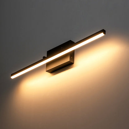 Moderne, lineare, schwarze Badezimmer-Waschtischleuchte mit 1 Licht, Farbwechsel, dimmbar, drehbar, integrierte LED-Wandleuchte