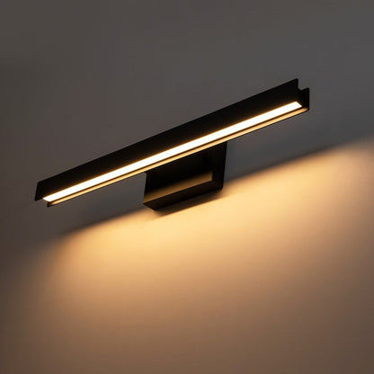 Moderne, lineare, schwarze Badezimmer-Waschtischleuchte mit 1 Licht, Farbwechsel, dimmbar, drehbar, integrierte LED-Wandleuchte
