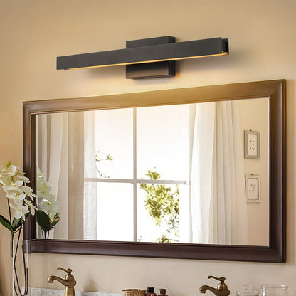 Moderne, lineare, schwarze Badezimmer-Waschtischleuchte mit 1 Licht, Farbwechsel, dimmbar, drehbar, integrierte LED-Wandleuchte