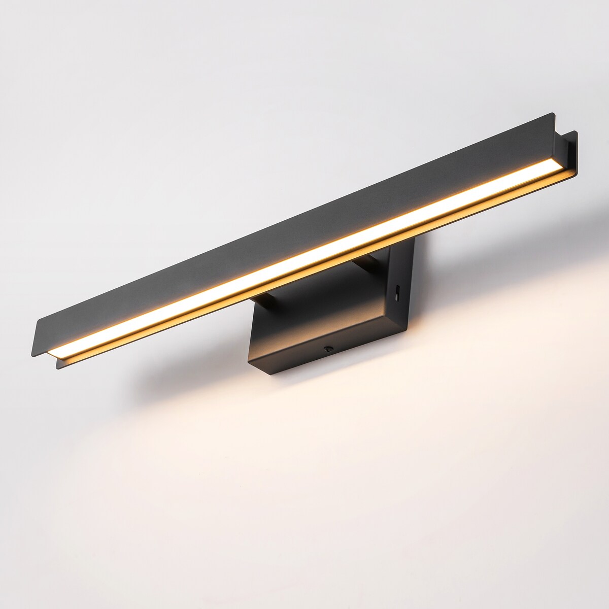 Moderne, lineare, schwarze Badezimmer-Waschtischleuchte mit 1 Licht, Farbwechsel, dimmbar, drehbar, integrierte LED-Wandleuchte