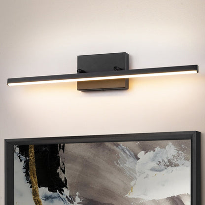 Moderne, lineare, schwarze Badezimmer-Waschtischleuchte mit 1 Licht, Farbwechsel, dimmbar, drehbar, integrierte LED-Wandleuchte