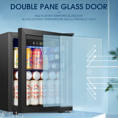 1,3 Kubikfuß Getränkekühlschrank - 48 Dosen 12 Flaschen Minikühlschrank Glastür, elektronische Touch-Steuerung
