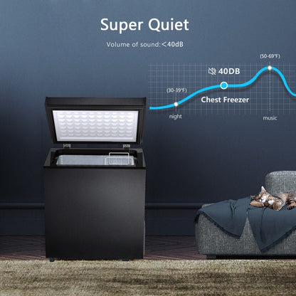 1,8 Kubikfuß Gefriertruhe mit herausnehmbarem Korb, Bodenablauf, 7-stufigem Thermostat, freistehendes Design für Haus und Wohnung