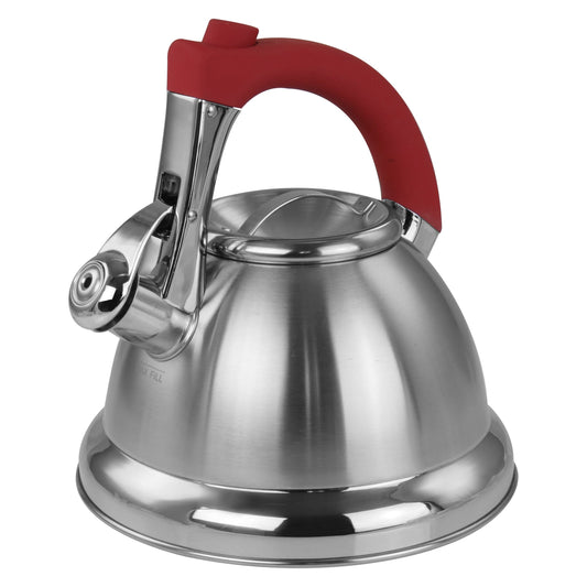 1,8 Quart Edelstahl-Pfeifkessel mit ergonomischem Griff und breiter Basis