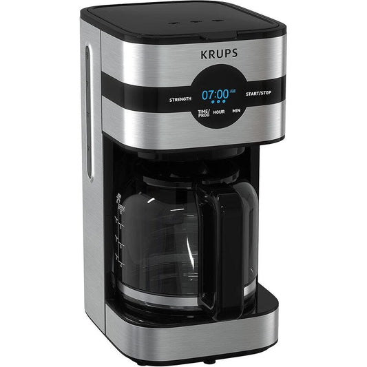 Digitale Kaffeemaschine für 10 Tassen, schwarzer Edelstahl, programmierbares Brühen, automatische Pause und Servierfunktion