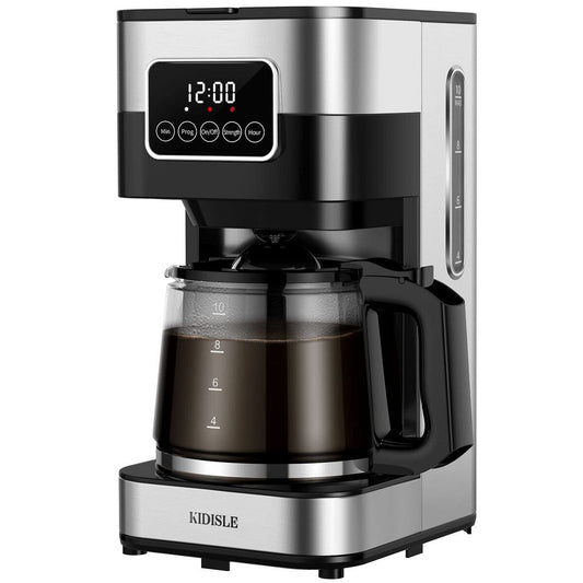 Programmierbare Kaffeemaschine 2.0 für 10 Tassen, Filterkaffeemaschine mit Touchscreen, Glaskaraffe, Warmhalteplatte, normaler und starker Brühvorgang