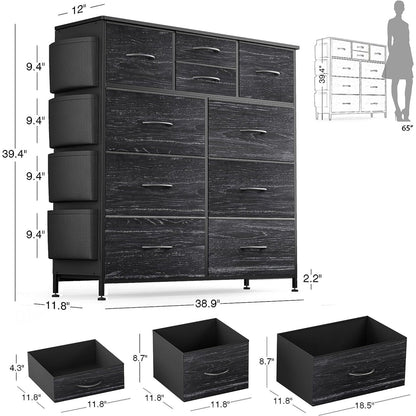 Kommode mit 10 Schubladen, Stoffschrank, Aufbewahrungsturm, Organizer, Schlafzimmer