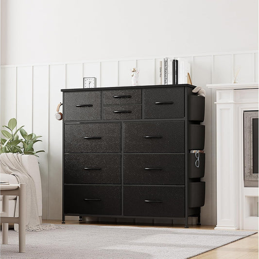 Kommode mit 10 Schubladen, Stoffschrank, Aufbewahrungsturm, Organizer, Schlafzimmer