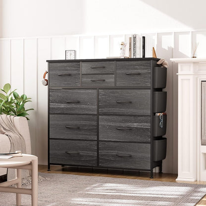 Kommode mit 10 Schubladen, Stoffschrank, Aufbewahrungsturm, Organizer, Schlafzimmer