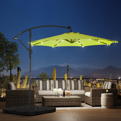 10 Fuß solarbetriebener beleuchteter Terrassenschirm mit Standfuß