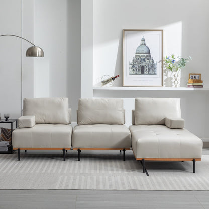 100,7'' L-förmiges Stoffsofa mit beweglichem Ottoman und Metallbeinen