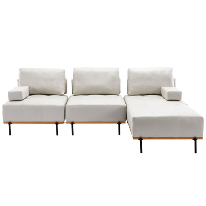 100,7'' L-förmiges Stoffsofa mit beweglichem Ottoman und Metallbeinen