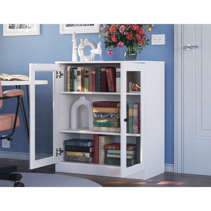 Bücherregal mit 3 Regalböden aus 100 % Massivholz und optionalen Türen von Palace Imports