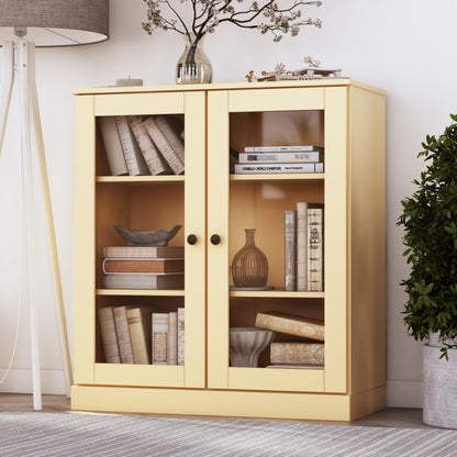 Bücherregal mit 3 Regalböden aus 100 % Massivholz und optionalen Türen von Palace Imports