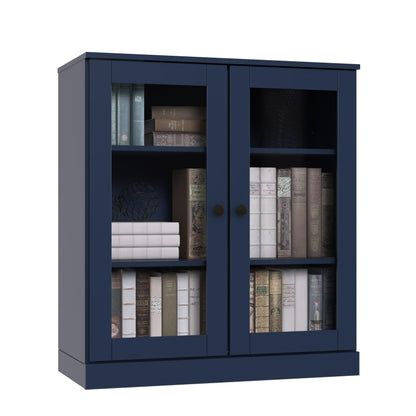 Bücherregal mit 3 Regalböden aus 100 % Massivholz und optionalen Türen von Palace Imports