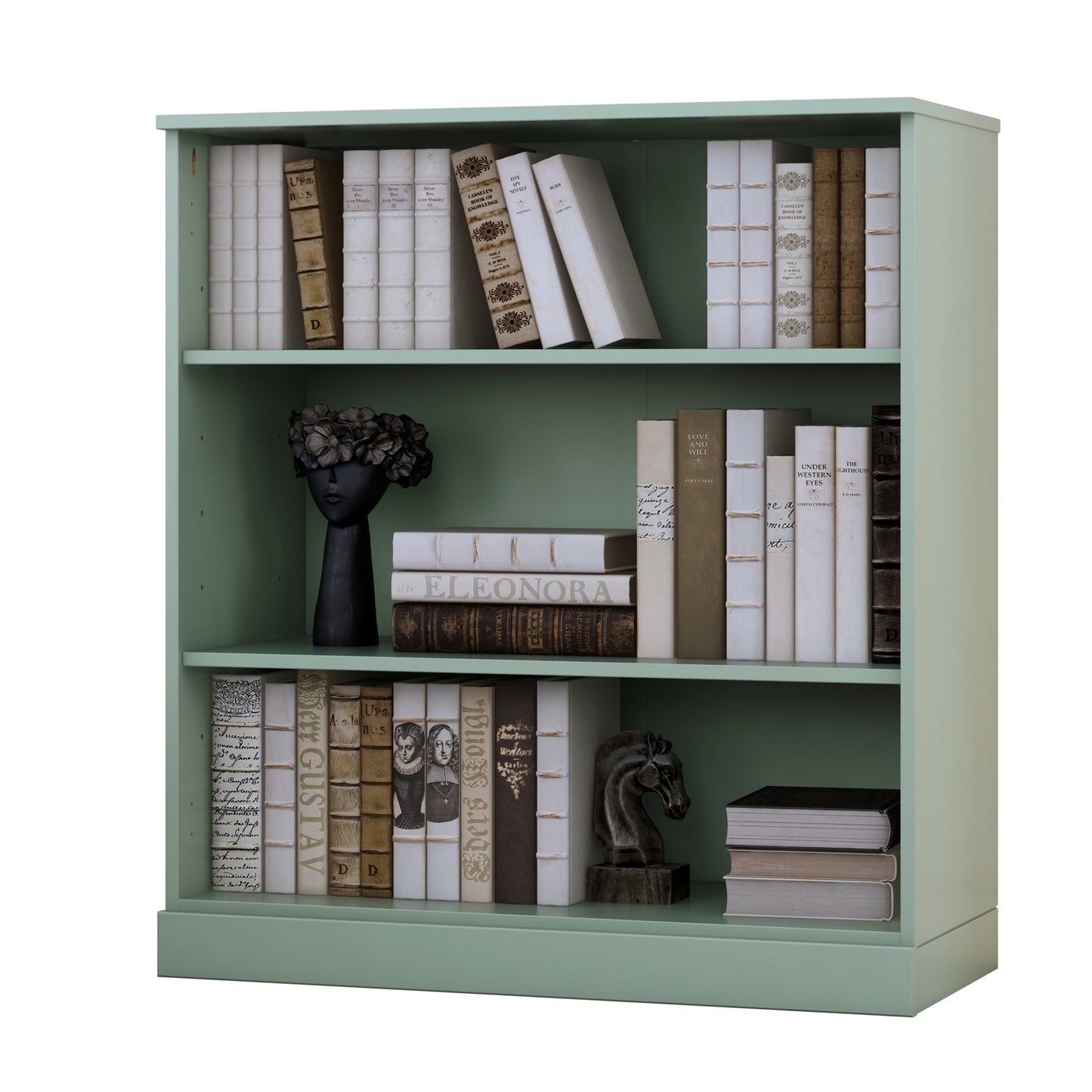 Bücherregal mit 3 Regalböden aus 100 % Massivholz und optionalen Türen von Palace Imports