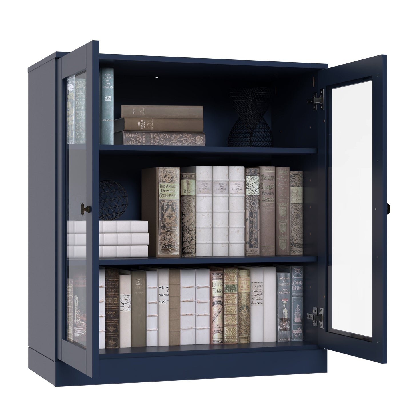 Bücherregal mit 3 Regalböden aus 100 % Massivholz und optionalen Türen von Palace Imports