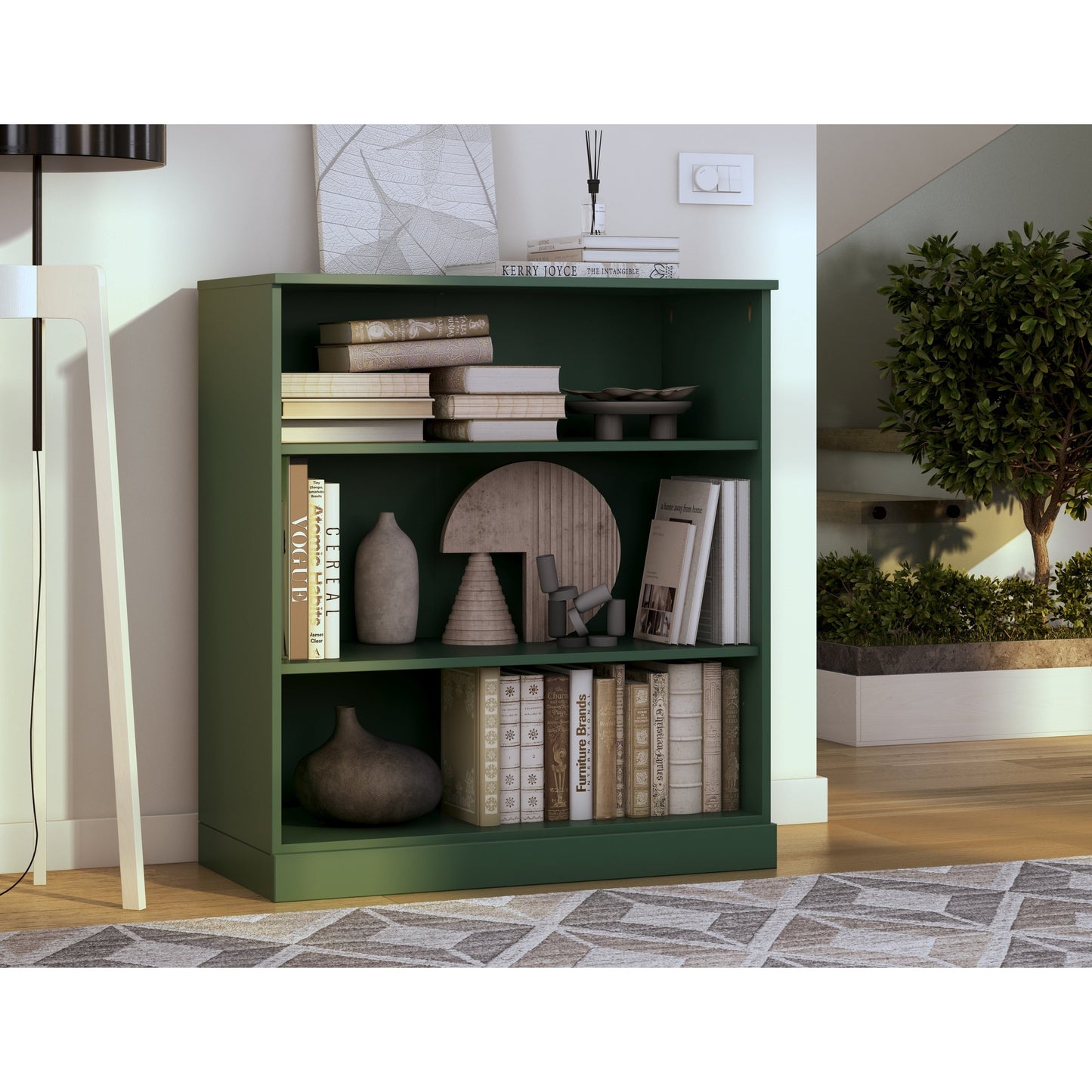 Bücherregal mit 3 Regalböden aus 100 % Massivholz und optionalen Türen von Palace Imports
