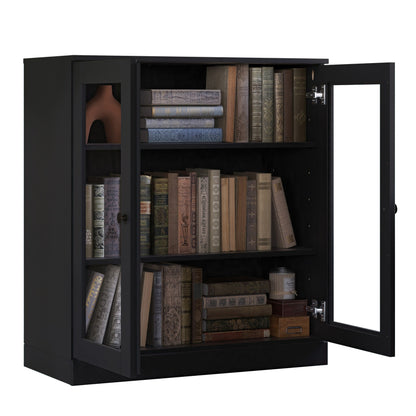 Bücherregal mit 3 Regalböden aus 100 % Massivholz und optionalen Türen von Palace Imports