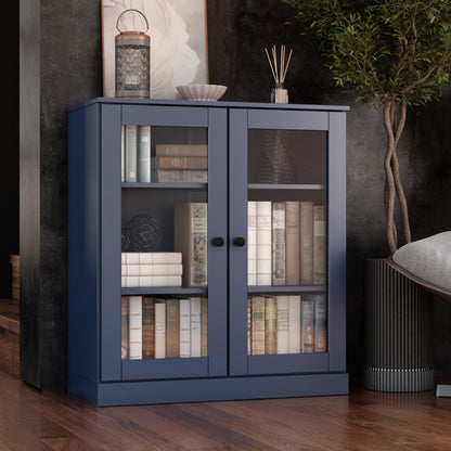 Bücherregal mit 3 Regalböden aus 100 % Massivholz und optionalen Türen von Palace Imports