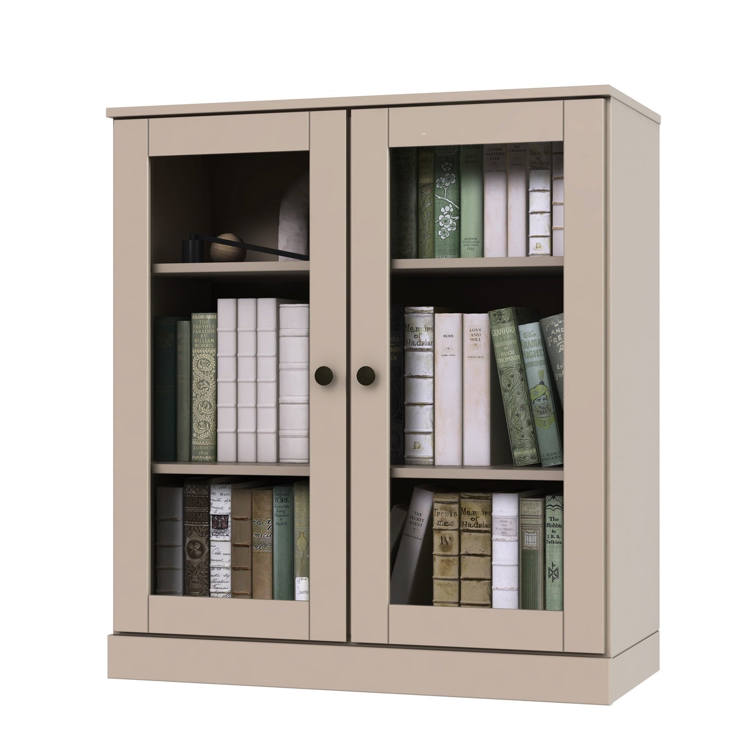 Bücherregal mit 3 Regalböden aus 100 % Massivholz und optionalen Türen von Palace Imports