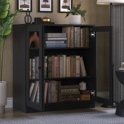 Bücherregal mit 3 Regalböden aus 100 % Massivholz und optionalen Türen von Palace Imports