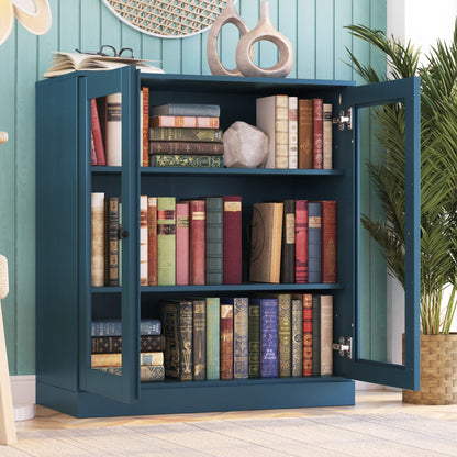 Bücherregal mit 3 Regalböden aus 100 % Massivholz und optionalen Türen von Palace Imports