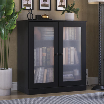 Bücherregal mit 3 Regalböden aus 100 % Massivholz und optionalen Türen von Palace Imports