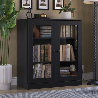 Bücherregal mit 3 Regalböden aus 100 % Massivholz und optionalen Türen von Palace Imports
