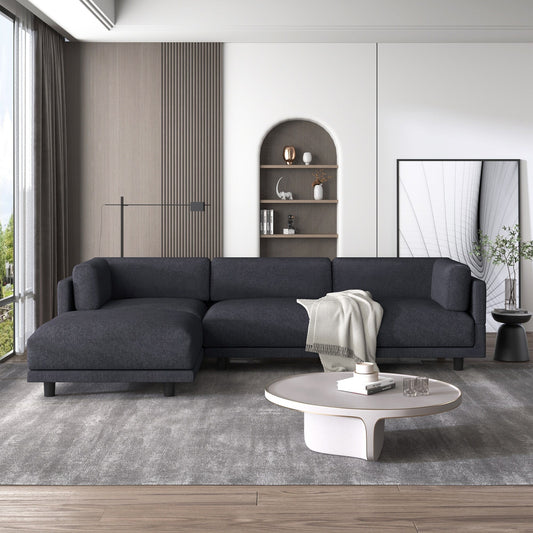 102.4 Polyester L-Shaped Sectional Sofa with Reversible Footstool, Thick Cushions, and Durable Plastic Legs
