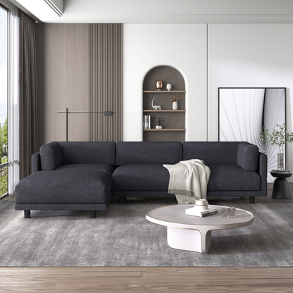 102,4'' L-förmiges Polyester-Sofa mit umkehrbarem Fußhocker und robusten Beinen