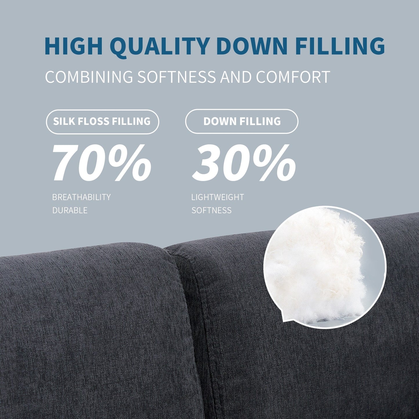 102.4'' L-Shaped Polyester Sectional Sofa with Reversible Footstool, Thick Cushions, and Durable Plastic Legs