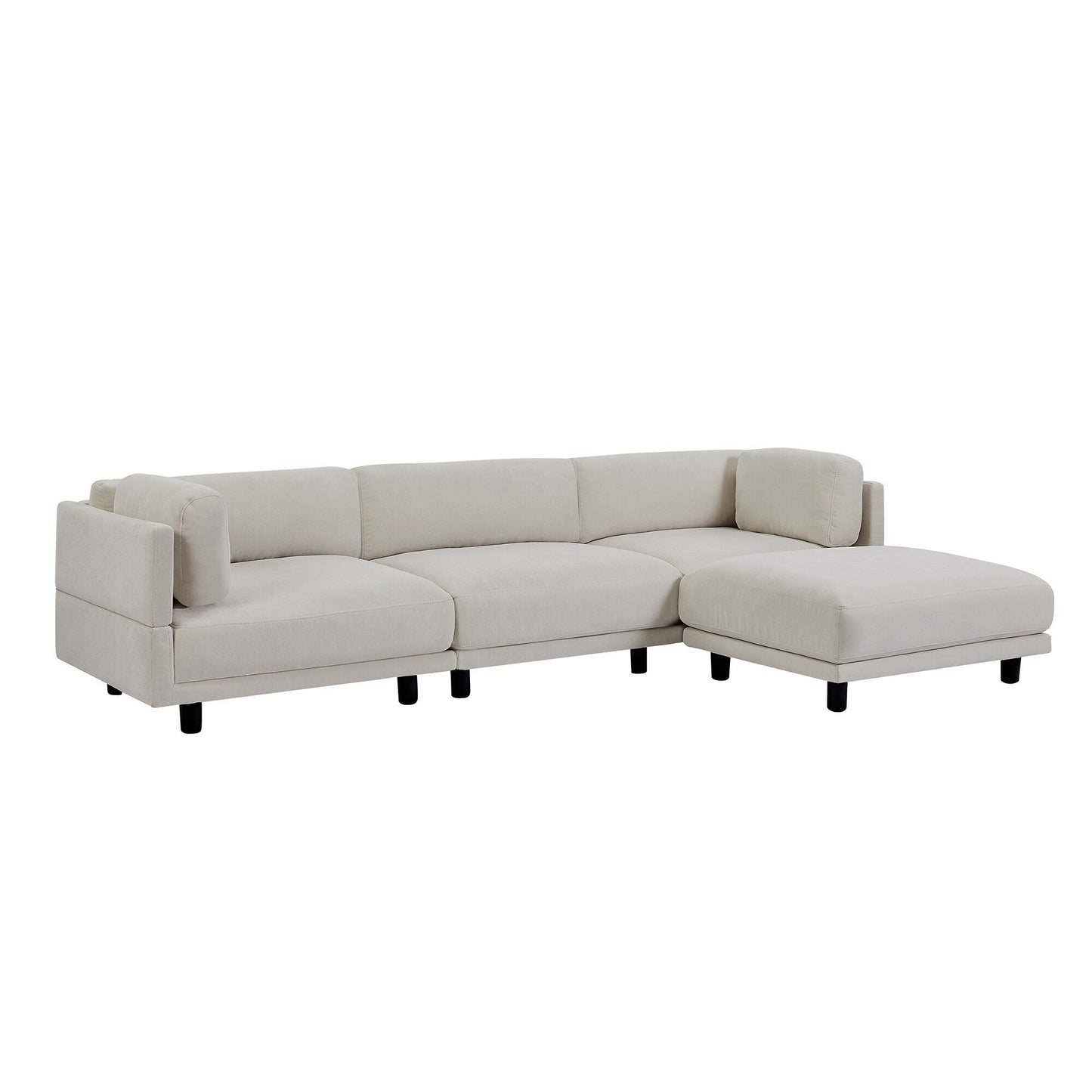 102.4'' L-Shaped Polyester Sectional Sofa with Reversible Footstool, Thick Cushions, and Durable Plastic Legs