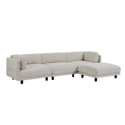 102.4'' L-Shaped Polyester Sectional Sofa with Reversible Footstool, Thick Cushions, and Durable Plastic Legs