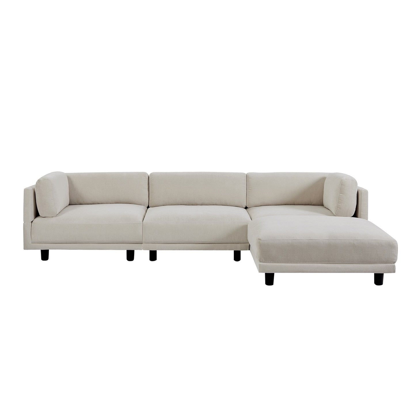 102.4'' L-Shaped Polyester Sectional Sofa with Reversible Footstool, Thick Cushions, and Durable Plastic Legs