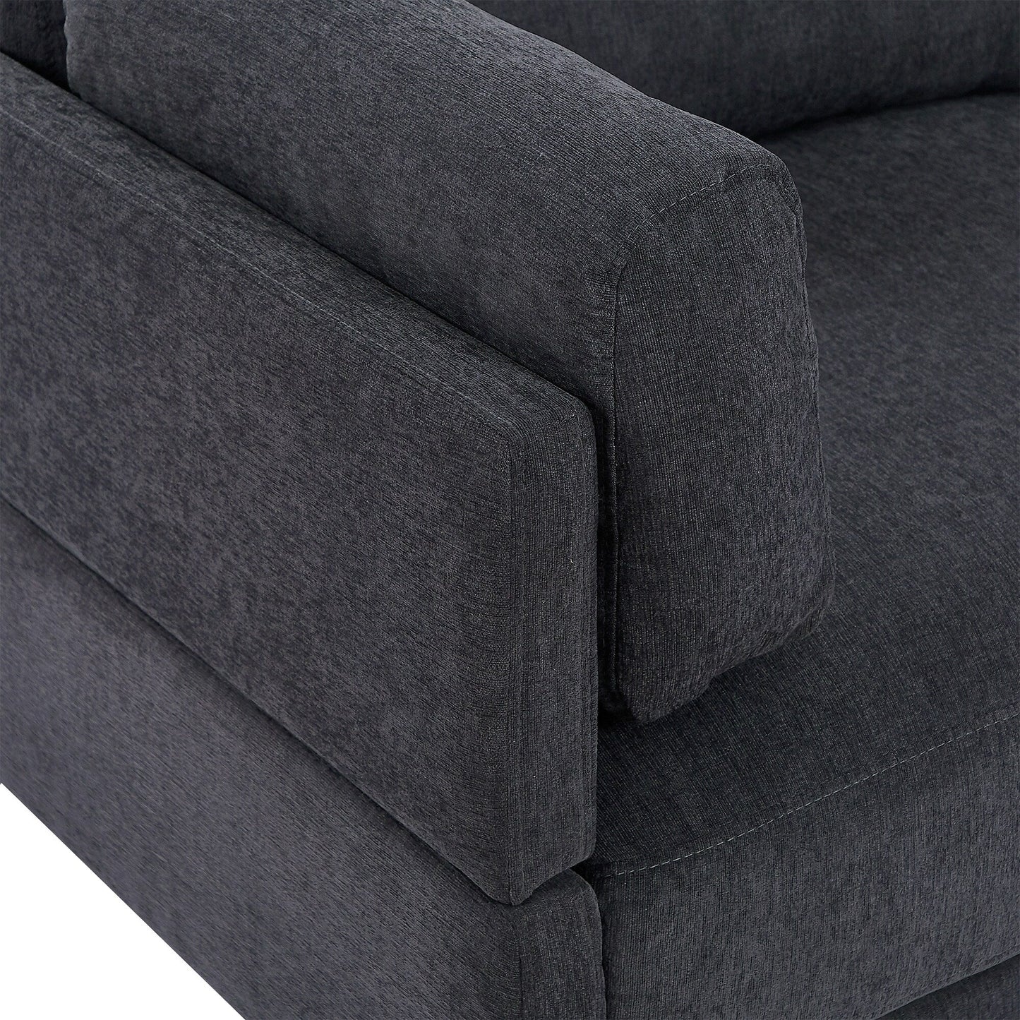 102.4'' L-Shaped Polyester Sectional Sofa with Reversible Footstool, Thick Cushions, and Durable Plastic Legs