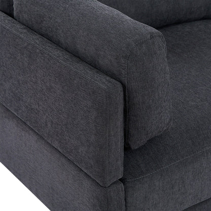102.4'' L-Shaped Polyester Sectional Sofa with Reversible Footstool, Thick Cushions, and Durable Plastic Legs