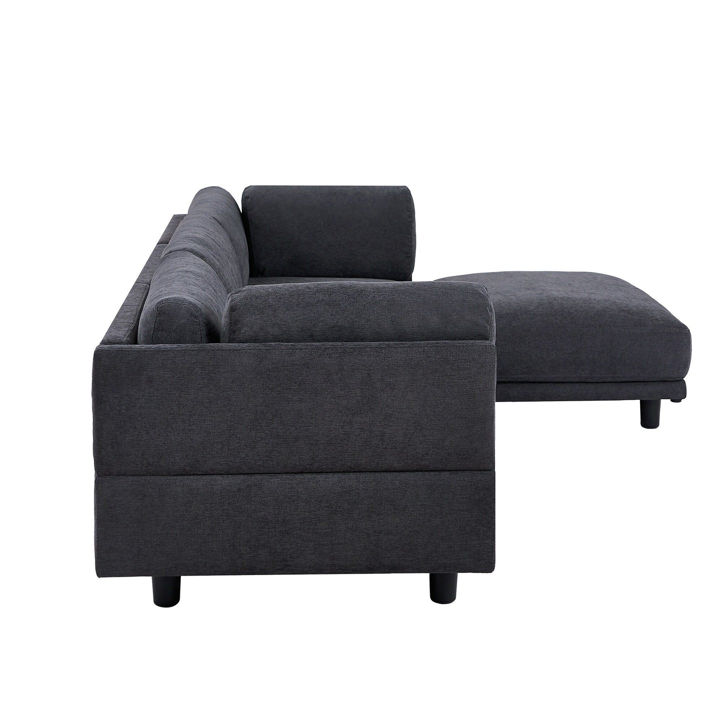 102.4'' L-Shaped Polyester Sectional Sofa with Reversible Footstool, Thick Cushions, and Durable Plastic Legs