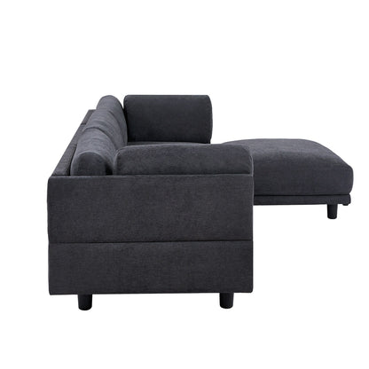 102.4'' L-Shaped Polyester Sectional Sofa with Reversible Footstool, Thick Cushions, and Durable Plastic Legs
