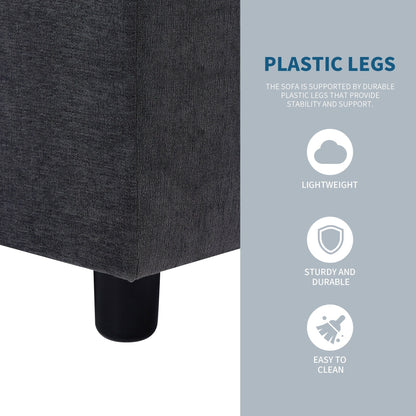 102.4'' L-Shaped Polyester Sectional Sofa with Reversible Footstool, Thick Cushions, and Durable Plastic Legs