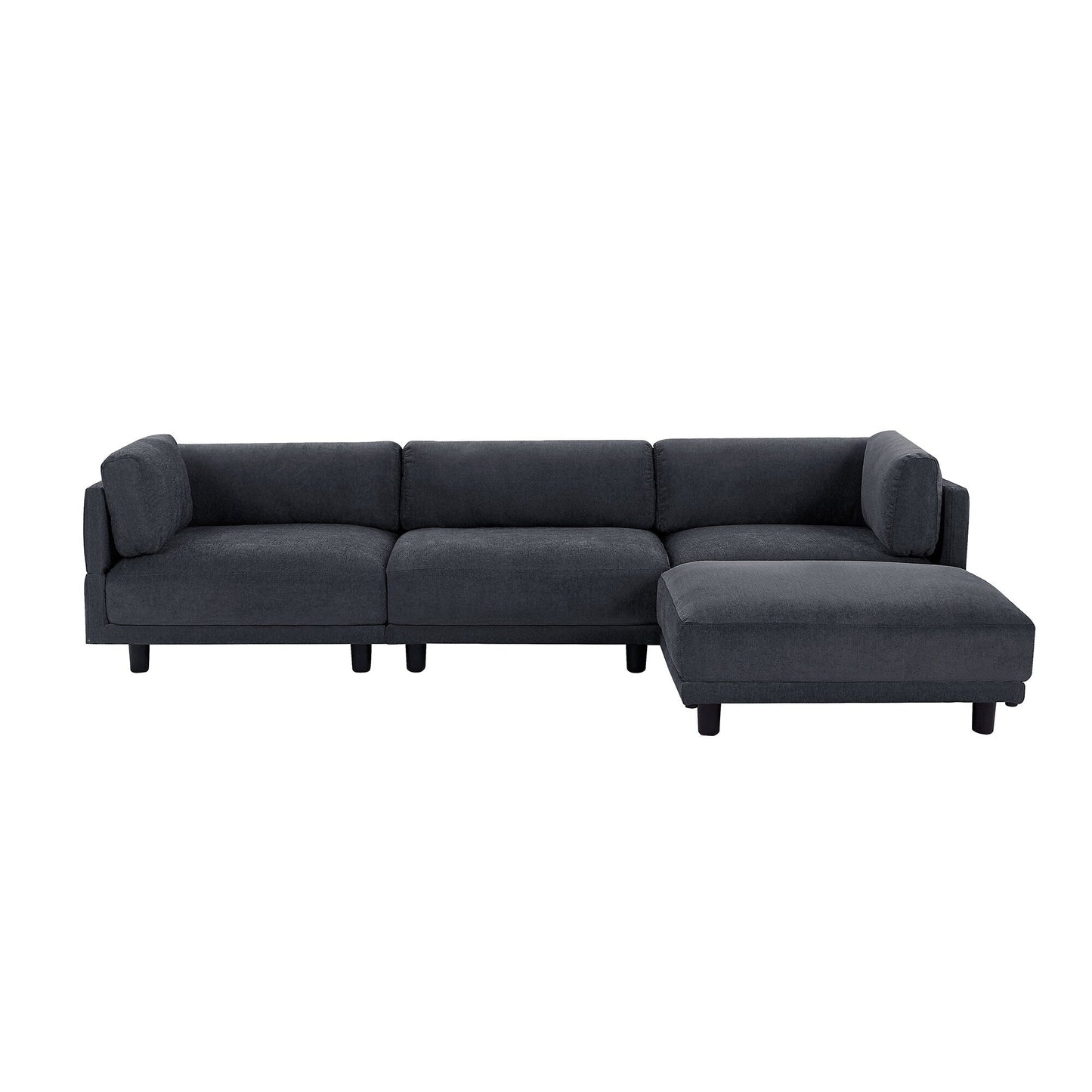 102.4'' L-Shaped Polyester Sectional Sofa with Reversible Footstool, Thick Cushions, and Durable Plastic Legs