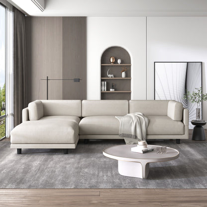 102.4'' L-Shaped Polyester Sectional Sofa with Reversible Footstool, Thick Cushions, and Durable Plastic Legs